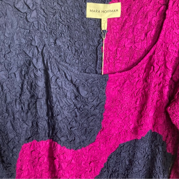 NWT Mara Hoffman Freya Popcorn midi Dress long sleeve blue and pink Plus size 3X - Picture 10 of 12